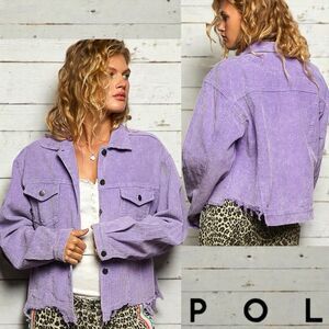 POL Lavender Purple Button Down Corduroy Trucker Jacket Medium NEW